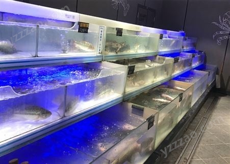 上门测量定做海鲜池 大型酒店海鲜缸移动梯形海鲜鱼缸 超市商用鱼池
