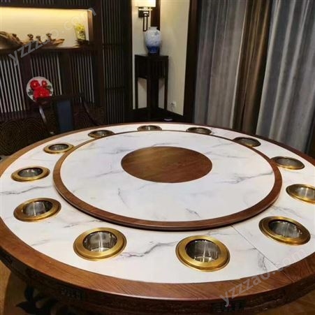 餐饮家具商用定制10人位净化一体每人每大理石桌面 无烟火锅桌