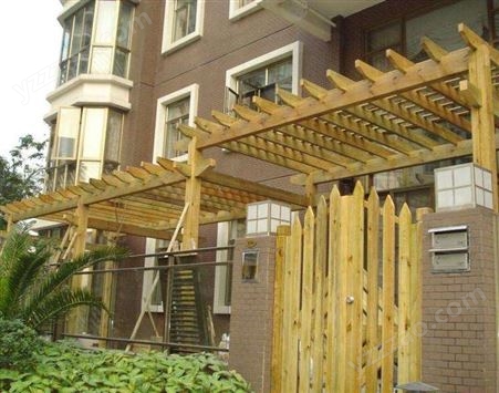 阳台防腐木组合花架 庭院中式门头 单臂廊架定制