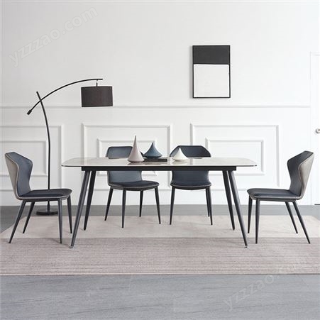 现代简约家用长方形大小户型岩板餐桌组合-jj003