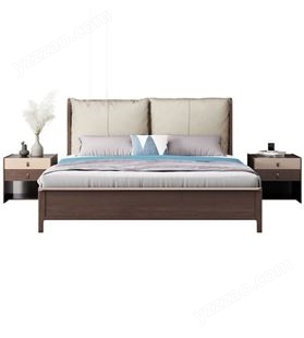 极简现代全实木床简约小户型1.5m1.8m单双人大床软包床jj076