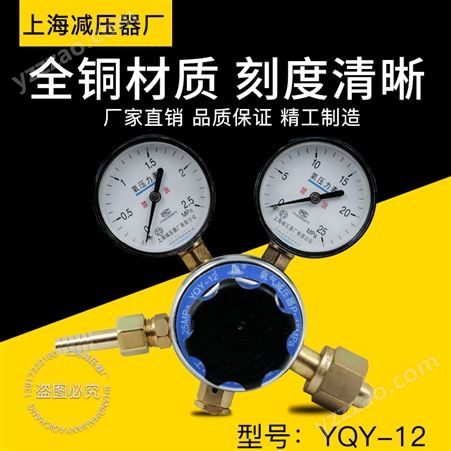 上海减压器厂YQY-12氧气减压器 调压阀稳压器压力表 氧气瓶减压阀
