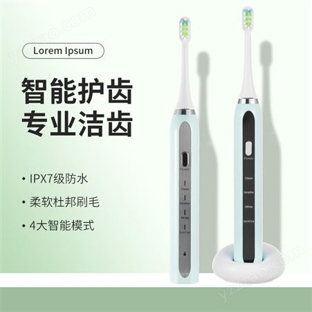 跨境声波式电动牙刷USB充电高频柔软刷毛全身水洗电动牙刷