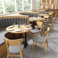 盛开莱 餐饮饭店餐馆火锅店靠墙桌椅茶餐厅半圆弧形卡座沙发定制