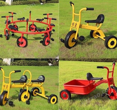 幼儿园三轮车  双人脚踏车 幼教童车 带斗可带人户外玩具车 转转车