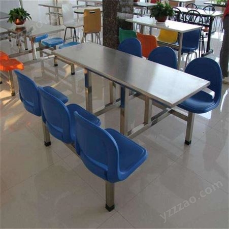 学校学生食堂餐桌椅组合员工地不锈钢4人6人8人连体饭堂快餐桌椅